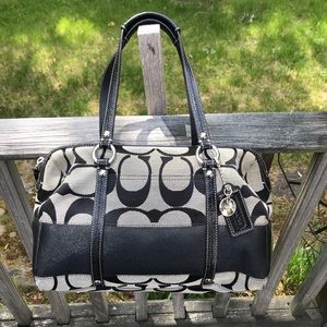 Coach Black & Gray canvas Doctor style bag